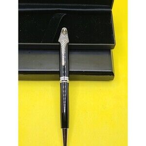 Artex American Eagle Black Silvertone vintage Ballpoint Pen Plain No Logo